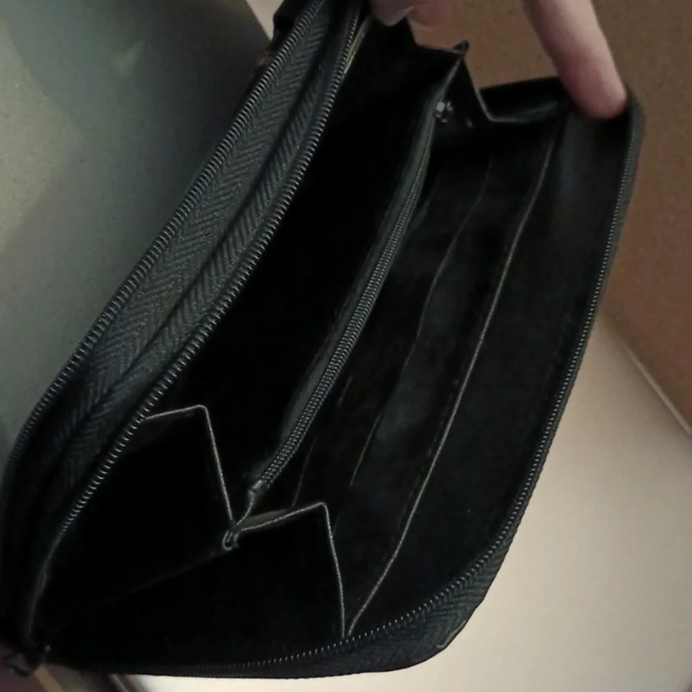 Faux leather black 2 zipper 2 pocket unisex organizer